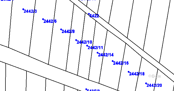 Parcela st. 2442/11 v KÚ Pitín, Katastrální mapa