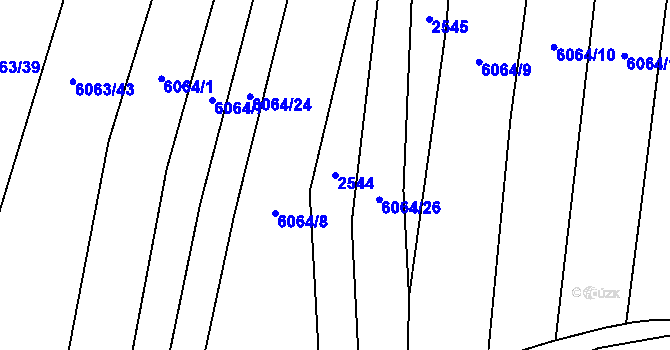 Parcela st. 2544 v KÚ Pitín, Katastrální mapa