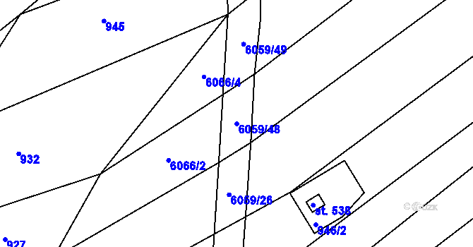 Parcela st. 6059/48 v KÚ Pitín, Katastrální mapa