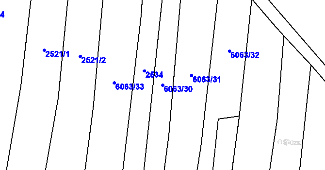 Parcela st. 6063/30 v KÚ Pitín, Katastrální mapa