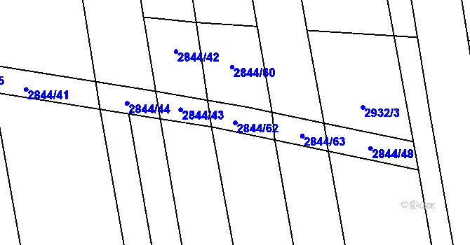 Parcela st. 2844/62 v KÚ Pitín, Katastrální mapa