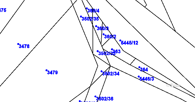 Parcela st. 3502/33 v KÚ Pitín, Katastrální mapa