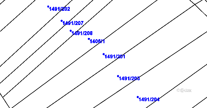 Parcela st. 1491/201 v KÚ Pitín, Katastrální mapa