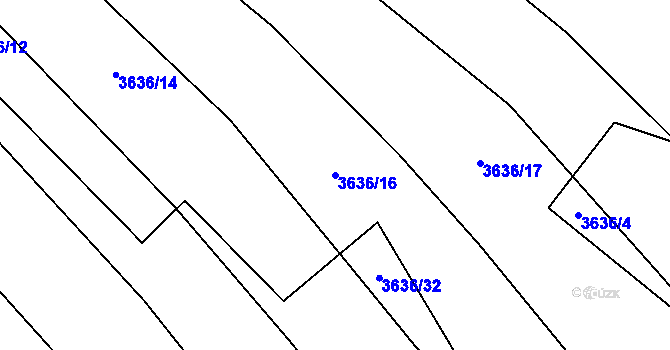 Parcela st. 3636/16 v KÚ Pitín, Katastrální mapa