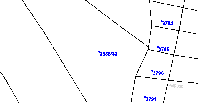 Parcela st. 3636/33 v KÚ Pitín, Katastrální mapa