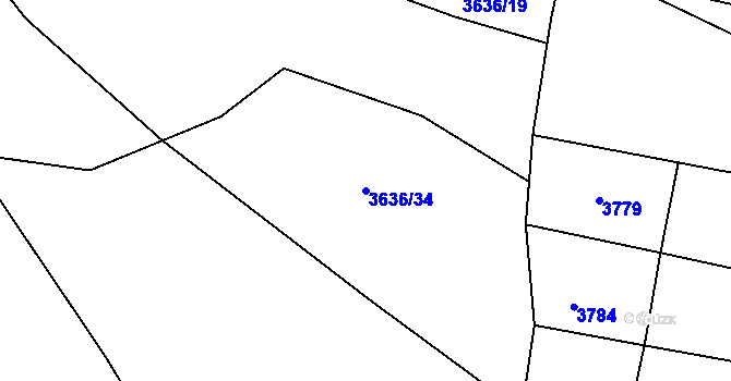 Parcela st. 3636/34 v KÚ Pitín, Katastrální mapa