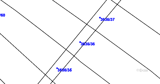 Parcela st. 3636/36 v KÚ Pitín, Katastrální mapa