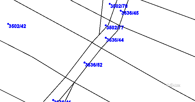 Parcela st. 3636/42 v KÚ Pitín, Katastrální mapa