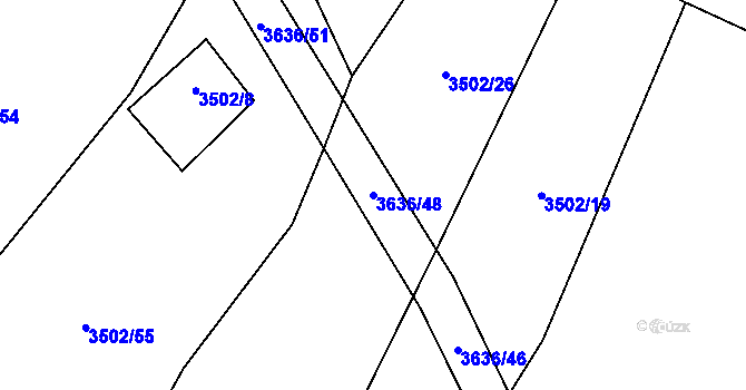 Parcela st. 3636/48 v KÚ Pitín, Katastrální mapa