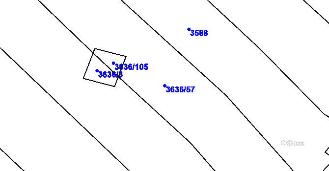Parcela st. 3636/57 v KÚ Pitín, Katastrální mapa