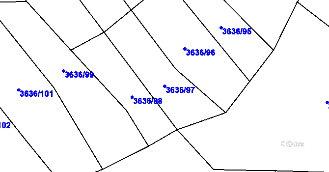 Parcela st. 3636/97 v KÚ Pitín, Katastrální mapa