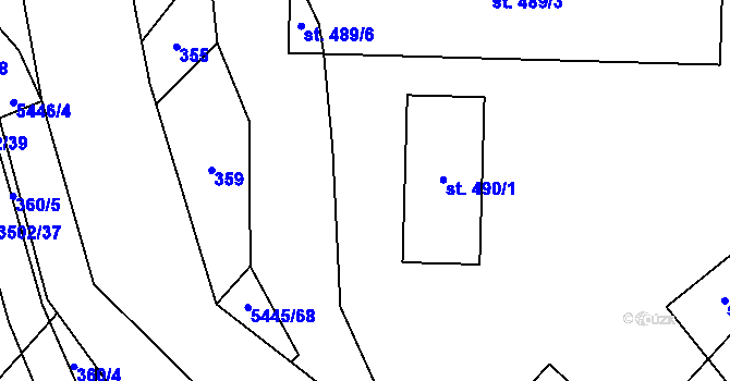 Parcela st. 366/18 v KÚ Pitín, Katastrální mapa