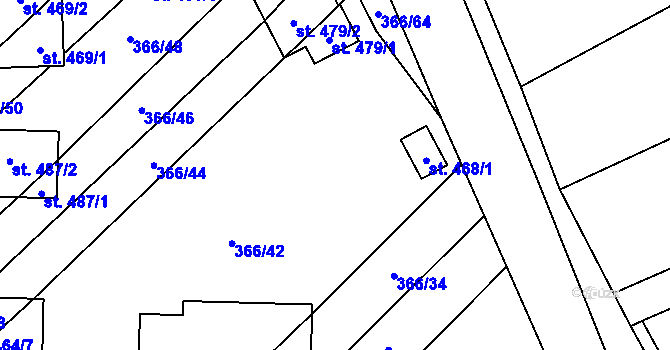 Parcela st. 366/40 v KÚ Pitín, Katastrální mapa