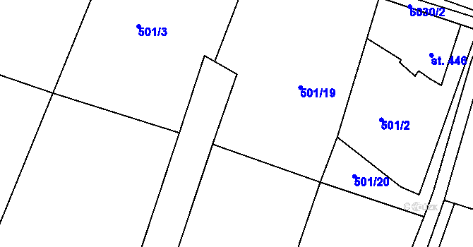 Parcela st. 501/17 v KÚ Pitín, Katastrální mapa