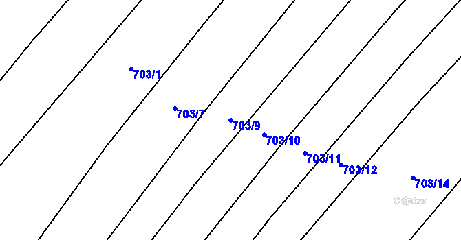 Parcela st. 703/9 v KÚ Pitín, Katastrální mapa