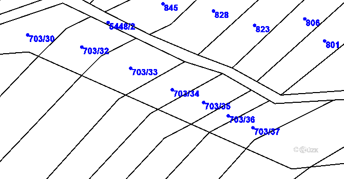 Parcela st. 703/34 v KÚ Pitín, Katastrální mapa