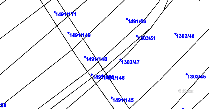 Parcela st. 1303/57 v KÚ Pitín, Katastrální mapa