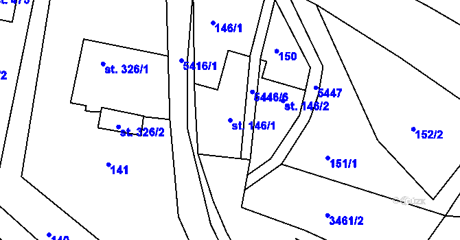Parcela st. 146/1 v KÚ Pitín, Katastrální mapa