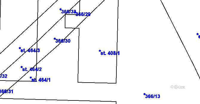 Parcela st. 408/2 v KÚ Pitín, Katastrální mapa