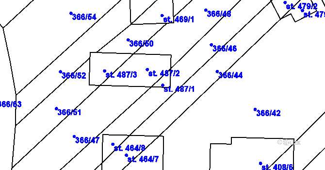 Parcela st. 487/1 v KÚ Pitín, Katastrální mapa