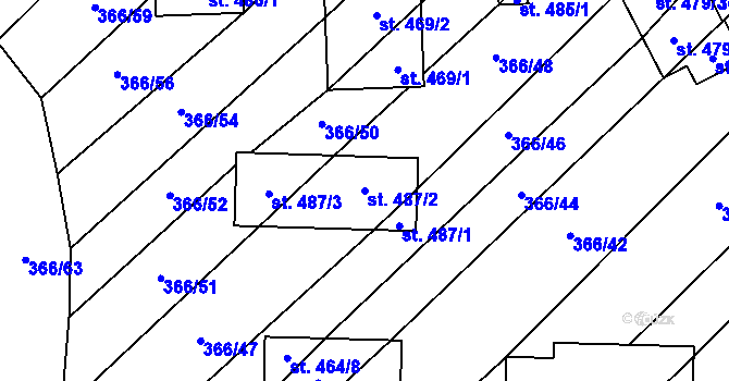 Parcela st. 487/2 v KÚ Pitín, Katastrální mapa