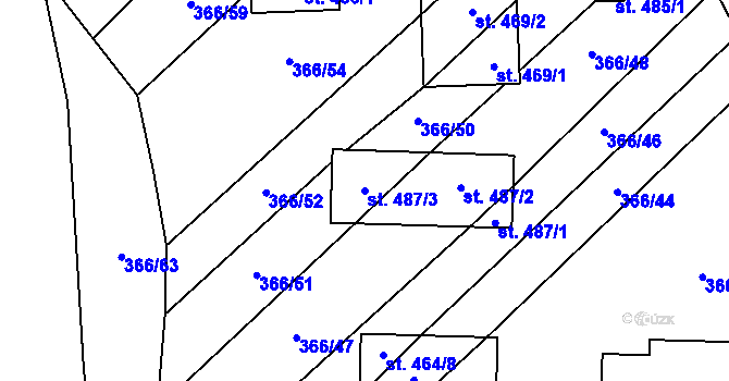 Parcela st. 487/3 v KÚ Pitín, Katastrální mapa