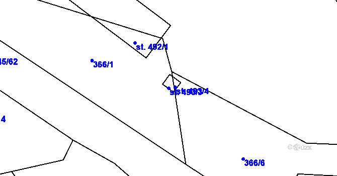 Parcela st. 493/3 v KÚ Pitín, Katastrální mapa