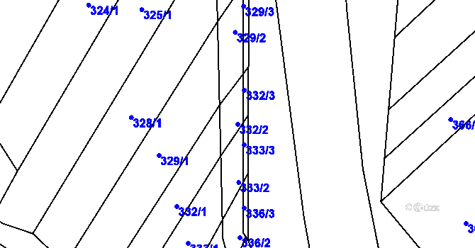 Parcela st. 332/2 v KÚ Pitín, Katastrální mapa