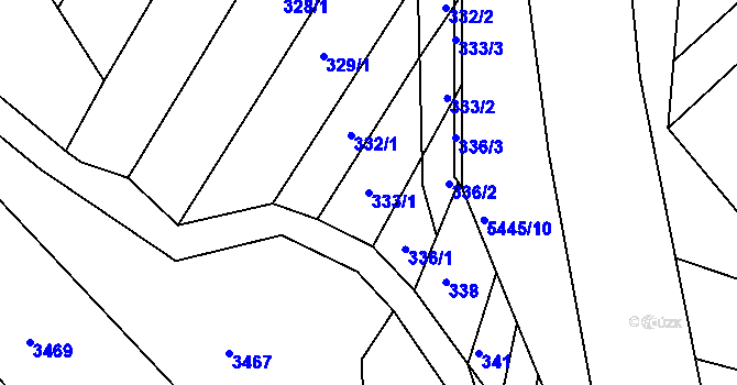 Parcela st. 333/1 v KÚ Pitín, Katastrální mapa