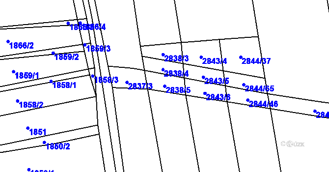 Parcela st. 2838/5 v KÚ Pitín, Katastrální mapa