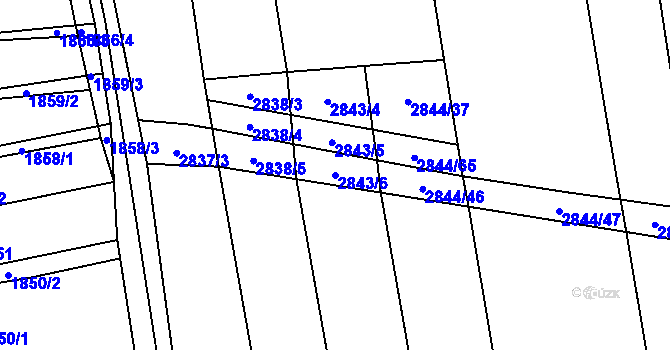 Parcela st. 2843/6 v KÚ Pitín, Katastrální mapa