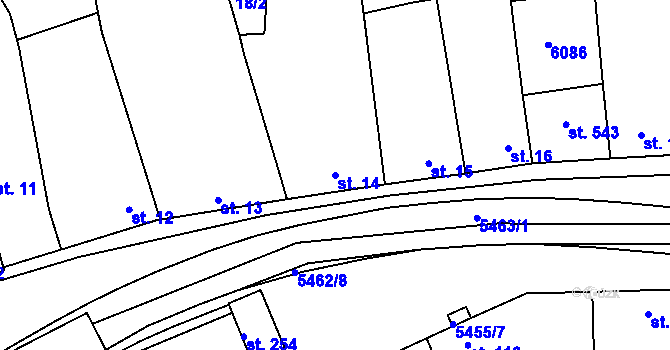 Parcela st. 14 v KÚ Pitín, Katastrální mapa