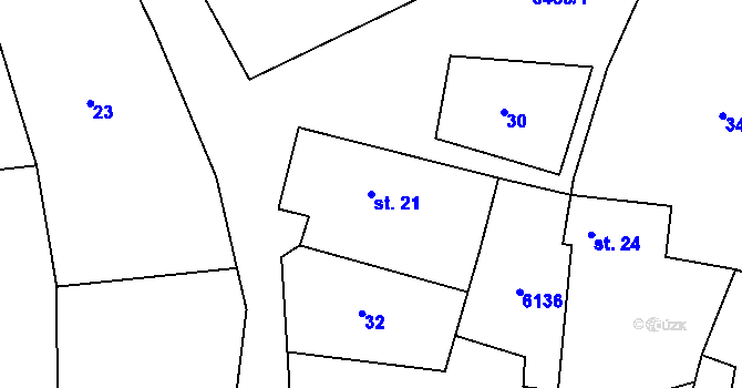 Parcela st. 21 v KÚ Pitín, Katastrální mapa