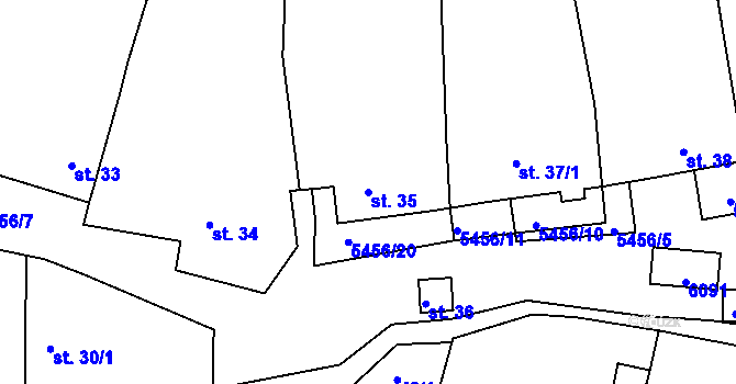Parcela st. 35 v KÚ Pitín, Katastrální mapa