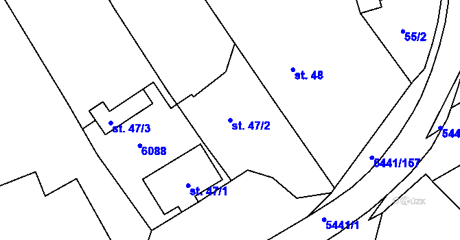 Parcela st. 47/2 v KÚ Pitín, Katastrální mapa