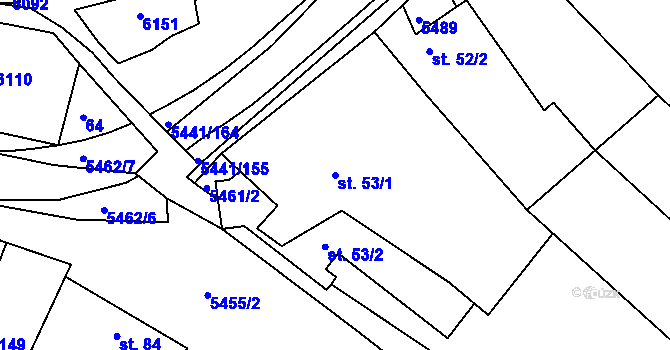 Parcela st. 53/1 v KÚ Pitín, Katastrální mapa