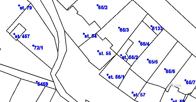 Parcela st. 55 v KÚ Pitín, Katastrální mapa