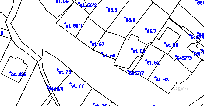 Parcela st. 58 v KÚ Pitín, Katastrální mapa