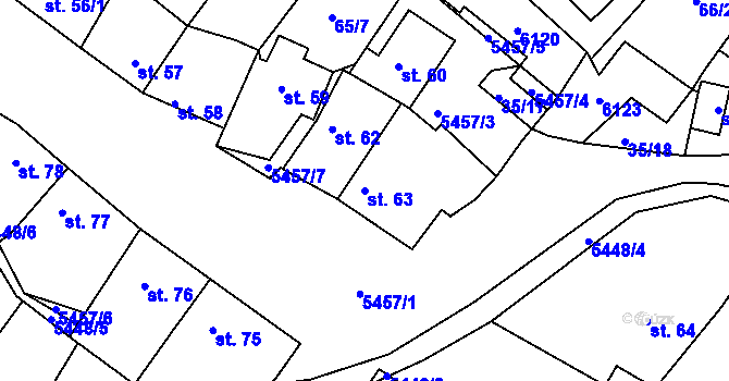 Parcela st. 63 v KÚ Pitín, Katastrální mapa