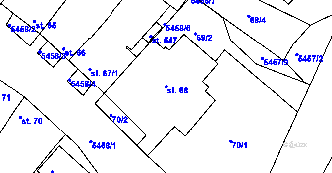 Parcela st. 68 v KÚ Pitín, Katastrální mapa