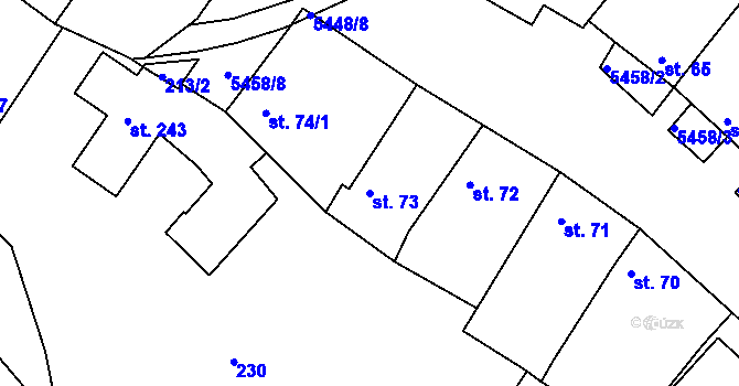 Parcela st. 73 v KÚ Pitín, Katastrální mapa