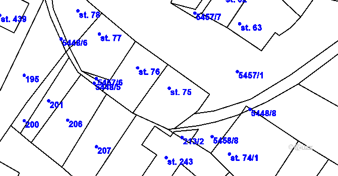 Parcela st. 75 v KÚ Pitín, Katastrální mapa