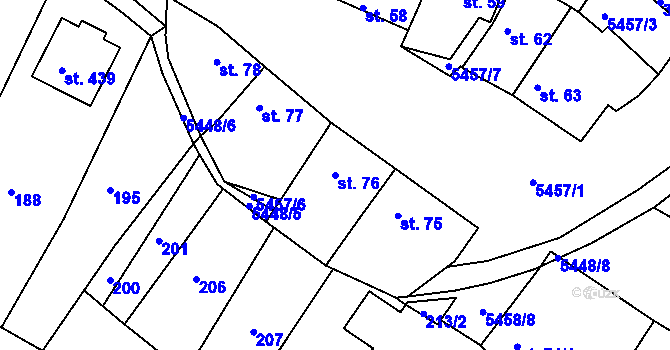 Parcela st. 76 v KÚ Pitín, Katastrální mapa