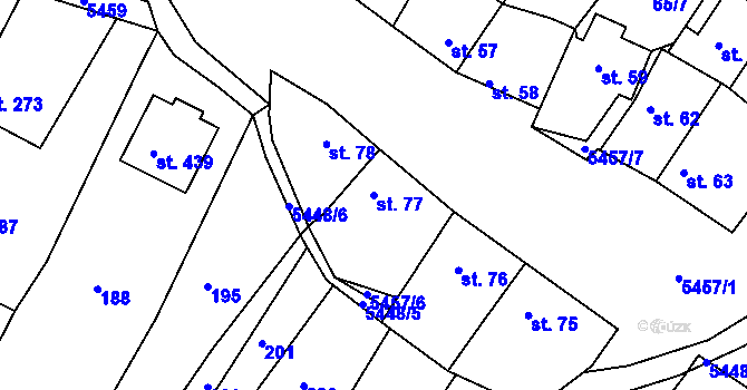 Parcela st. 77 v KÚ Pitín, Katastrální mapa