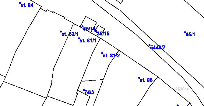 Parcela st. 81/2 v KÚ Pitín, Katastrální mapa