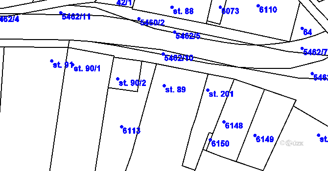 Parcela st. 89 v KÚ Pitín, Katastrální mapa