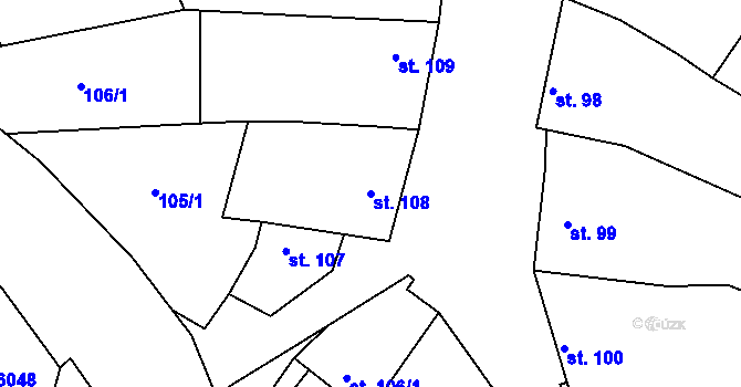 Parcela st. 108 v KÚ Pitín, Katastrální mapa