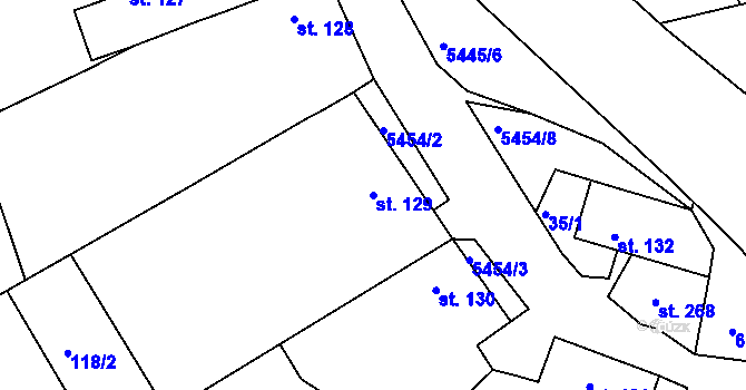 Parcela st. 129 v KÚ Pitín, Katastrální mapa