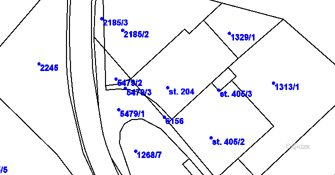 Parcela st. 204 v KÚ Pitín, Katastrální mapa