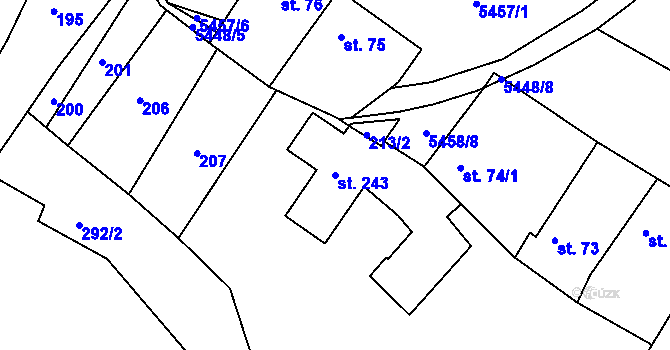 Parcela st. 243 v KÚ Pitín, Katastrální mapa